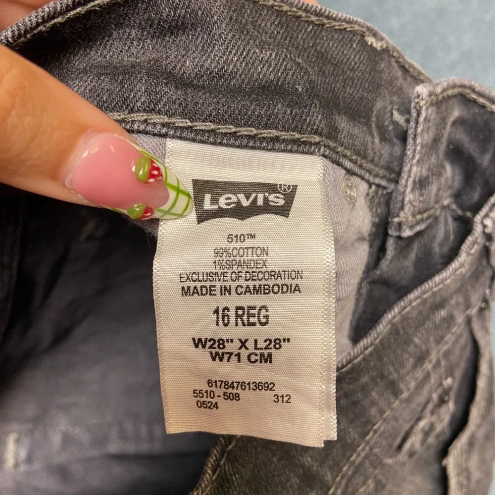 VTG Levi's 510 Jeans Boys 16 Reg 28x28 Black Denim Cotton Stretch Super Skinny